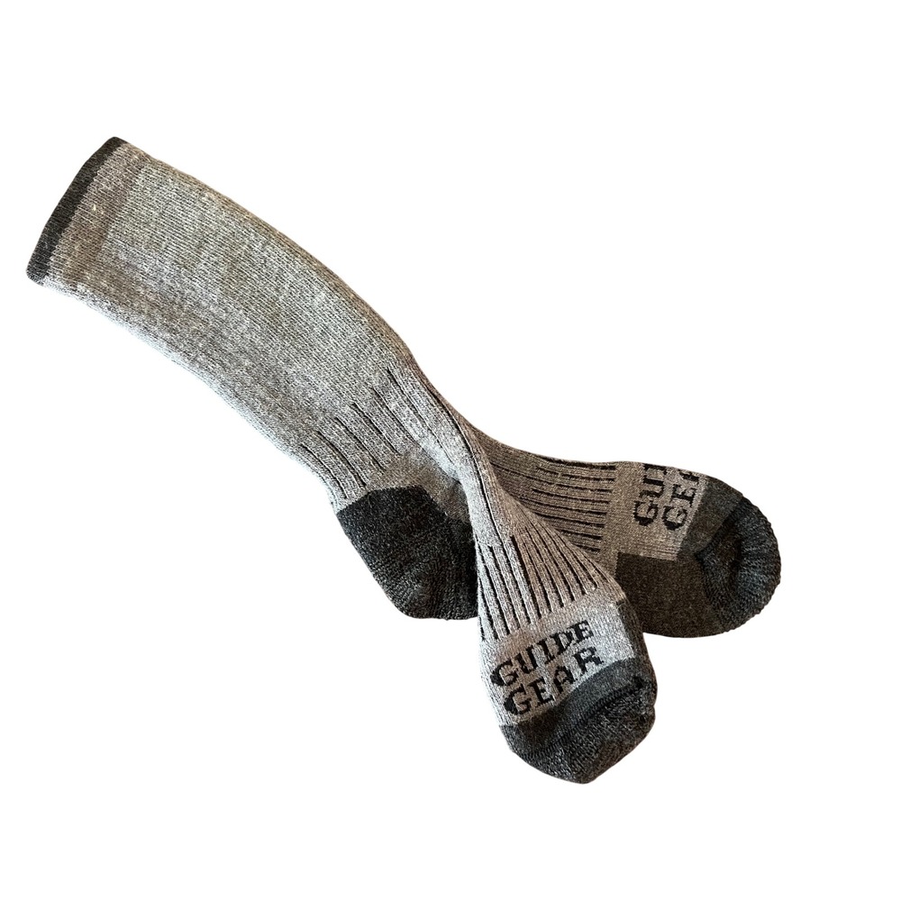 Guide Gear Merino Wool Blend Boot Socks Charcoal Grey Medium 7224 Made in USA